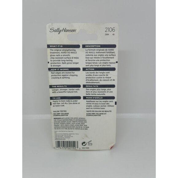 NIP Sally Hansen Hard As Nails Strength Treatment 2106 Natural Tint 0.45 Fl Oz - Picture 4 of 4